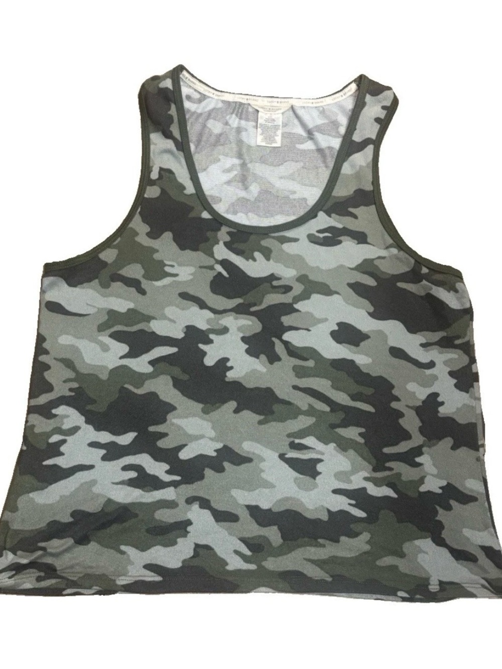 Lucky Brand Women’s XL Camo Knit Tank Top Green Gray Black Scoop Neck Stretch
